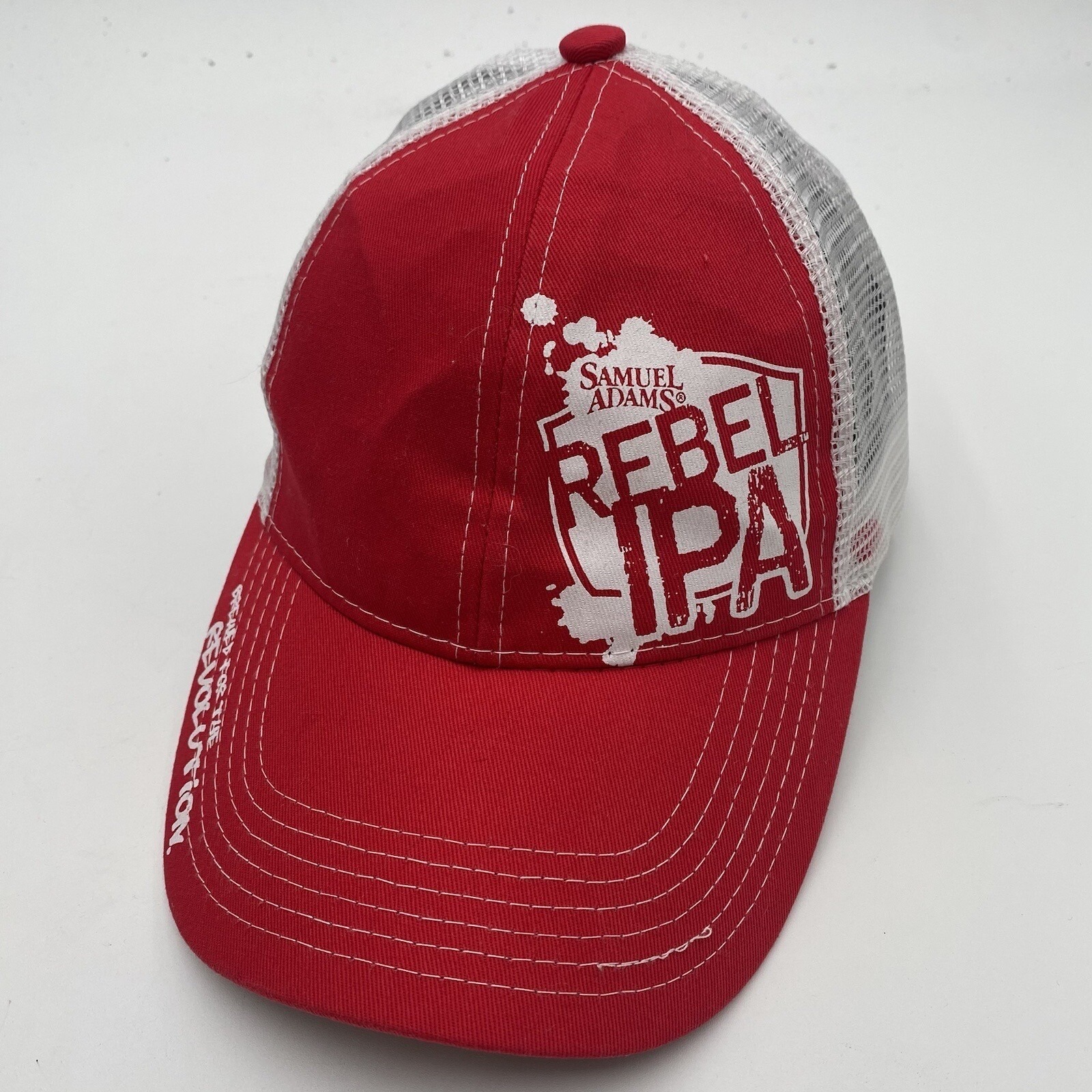 New Sam Adams Rebel Ipa Trucker's Ball Cap Red White Mesh Hat Snap Back See Pics